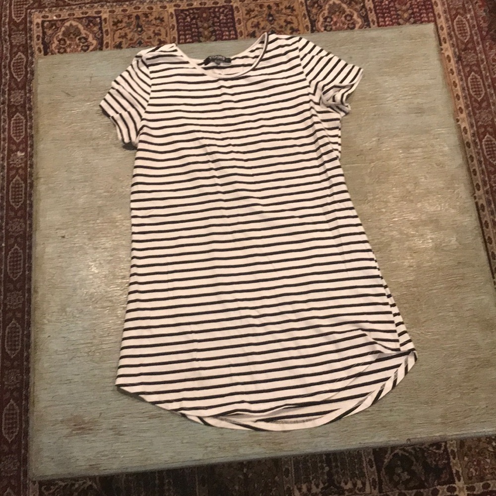 Black and white striped dress